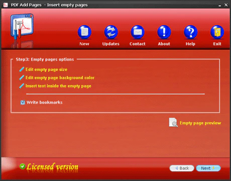 Empty pages options