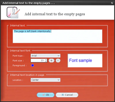 Add internal text