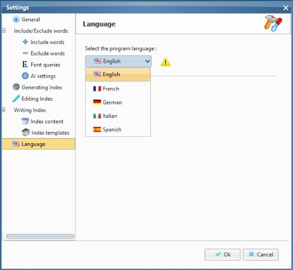 Language settings