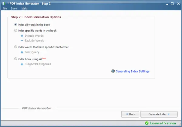 Step 2 - Configure indexing