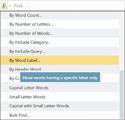 Filter by word label