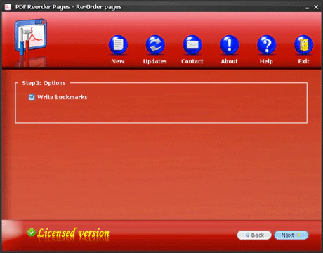 Reorder pages options