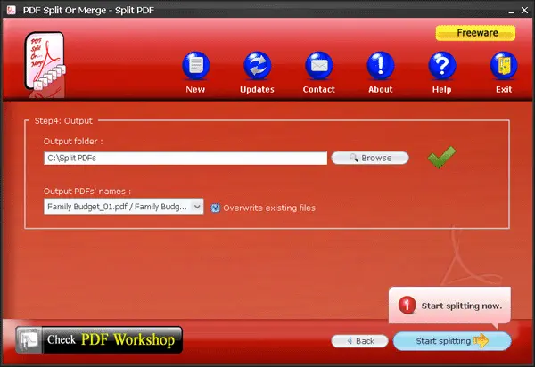 Output Settings - Split