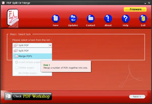 Step 1 - Select Merge Task